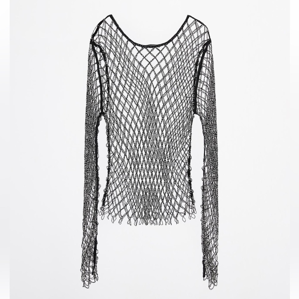 Zara Rhinestone Mesh Top